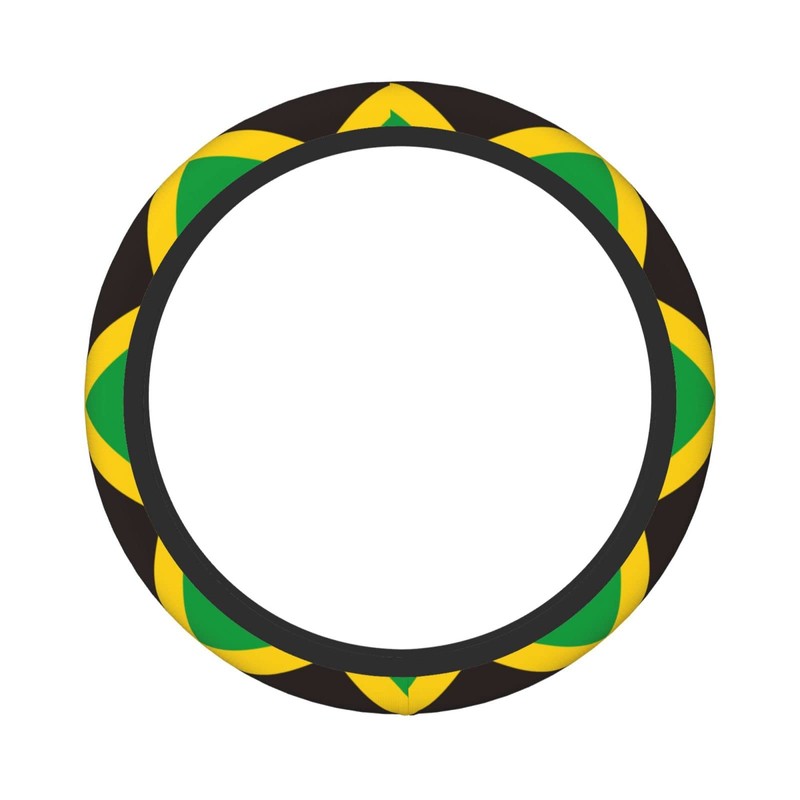 Mlanxi Jamaican Flag 15 Inch Universal Steering Wheel Covers, Cute