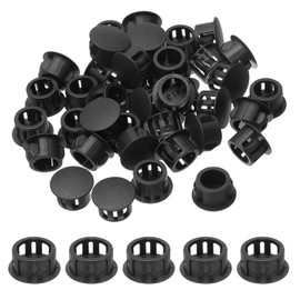 uxcell 40pcs Nylon Plastic Hole Plugs, 1/2"(13mm) Round Drill Screw Hole Plugs Covers Knockout Locking Plastic Plugs Insert End Caps for Kitchen Cabinet Furniture, Black