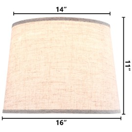 GO&SO Set of 2 Large Oatmeal Linen Drum Lamp Shade - 14"x16"x11" (Spider) - Modern Style Replacement Lampshade for Table, Floor & Bedside Lamps -Handcrafted Natural Linen Lamp Shade -Easy Assembly