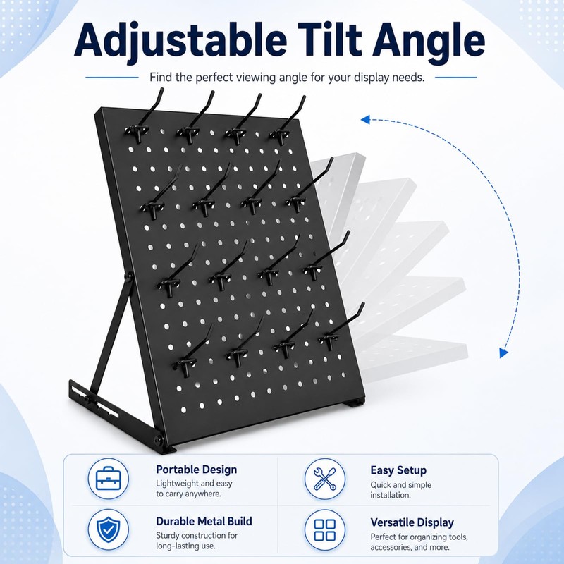 2 Pack Pegboard Display Stand, Metal Peg Board with 32