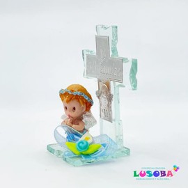Cruz de Cristal Recuerdo Bautizo Niño 12 Piezas