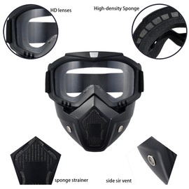Motorcycle Face Mask Motorcycle Goggles for Men Women Motocross Goggles.Dirt Bike,ATV,Riding,UV400 Anti-Scratch Dustproof,Power Sports,Offroad,MX,Skiing Goggles (M-ClearLens)