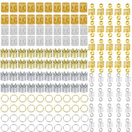 Puños de Trenzado para el Cabello, 160 piezas Joyas para el Cabello Trenzado Anillos de joyería para el cabello Decoraciones para el cabello Anillos de patrón hueco Clips para trenzas Accesorios