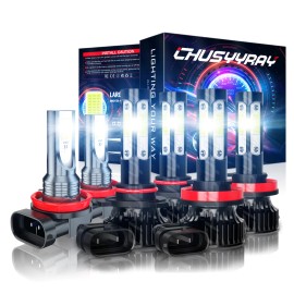 CHUSYYRAY 6 Combo 9005+H11+H11 LED Headlight High Low Beam Fog light Bulbs Kit 6000K White
