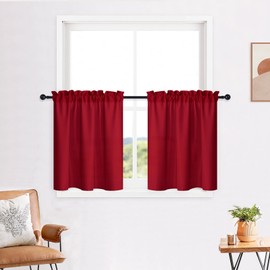 XWZO - Cortinas semitransparentes de 36 pulgadas de largo, 2 paneles, cortinas de ventana pequeña para cocina, estilo granja, cortinas cortas de media ventana para baño, bolsillo para barra, 42 x 36