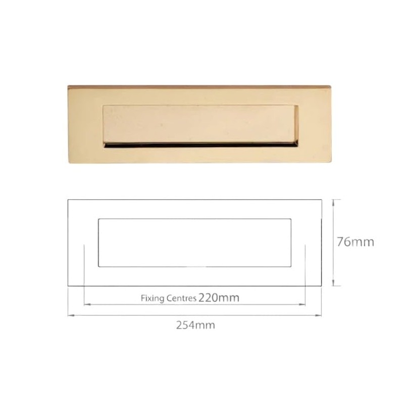 Polished Brass Letter Plate Front Door 256 x 76mm, 10