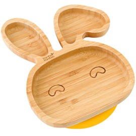 bamboo bamboo ® Baby and Toddler Suction Plate for Feeding and Weaning | Bamboo Bunny Plate with Secure Suction | Suction Plates for Babies from 6 Months (Bunny, Yellow)