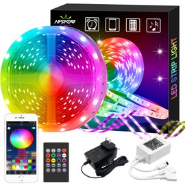 APSPOW Led Lights 100ft, Led Strip Lights with Bluetooth and APP Control,Multicolor RGB LED Light Strips,Music Sync Color Changing LED Lights for Bedroom Indoor