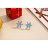 ZRU 925 Sterling Silver Blue Snowflake Stud Earrings for Women