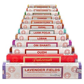 Stamford 37364 Traditional Fragrances Variety Set Hand Rolled Incense Sticks-12 Packs, Black, One Size