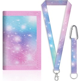 JONYEE Kids Wallet for Boys and Girls 4-16 with Lanyard and Key Chain Holder, Trifold Camo and Cute Wallets for Kids,with Coin and Card Pockets, Novelty Birthday Gifts for Childrens, 24001 Star Sky,