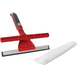 WOLF Garten WOLF-Garten 71ANA021650 Combination Wiper with Handle KW-M / ZM015 Window Wiper & Squeegee Combined with Removable, Washable Mop Tiles, Red