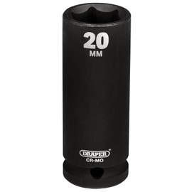 Draper Hi-TORQ® Deep Impact Socket, 1/2" Sq. Dr., 20mm - 20191-6-Point CR-MO Steel