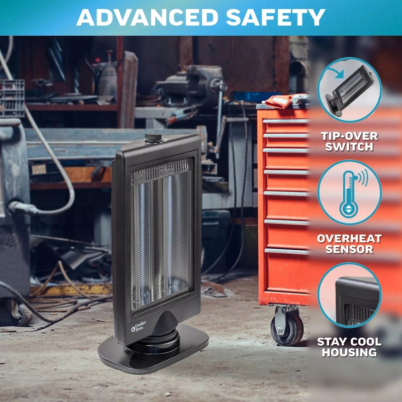 Comfort Zone Oscillating Flat Panel Halogen Infrared Portable Space Heater