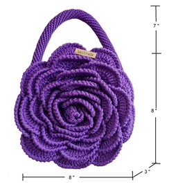 Generic Crochet Big Rose Bags and Totes Bag Crochet Purse for Women (Purple)