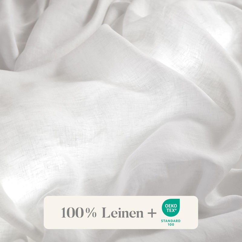 DAPU Linen Fitted Sheet, 100% French Natural Flax, Breathable, 100