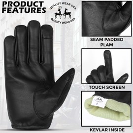 QUALITY WEARS USA Touchscreen Gloves with Kevlar Liner, Cut Resistant and Durable, for Patrol, Duty and Search, Police Gloves (Large)