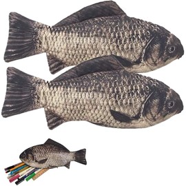 XIYUAN 2 Pieces of Simulation Fish-Shaped Pencil Case Pencil Bag Waterproof Pencil Bag Fish Coin Purse Novelty Pencil Bag Interesting Pencil Bag Durable Stationery Bag Gift Boys Girls School Office Supplies