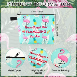 Paterr Flamingo Gifts for Women Flamingo Cosmetic Bag with Inspirational Keychain Zipper Makeup Bag Toiletry Flamingo Pouches Organizer Motivational Gifts for Girls Women Nurse Teacher Coworker Staff