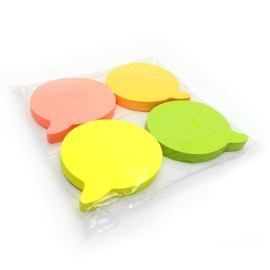 400 Quality Speech Bubble Shaped Pastel Coloured Removable Sticky Notes 76x76mm 4 Pads of 100 Sheets - Orange, Pink, Green, Yellow