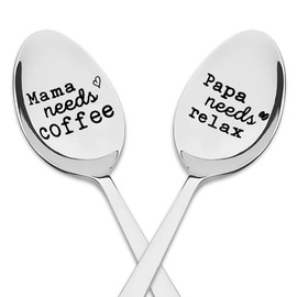Mom Dad Birthday Gifts from Daughter Son Mom Mothers Day Gifts for Mother Mama Coffee Spoon Gifts for Daddy Fathers Day Presents for Dad Papa Tea Spoons for Coffee Tea Lovers Gift Set
