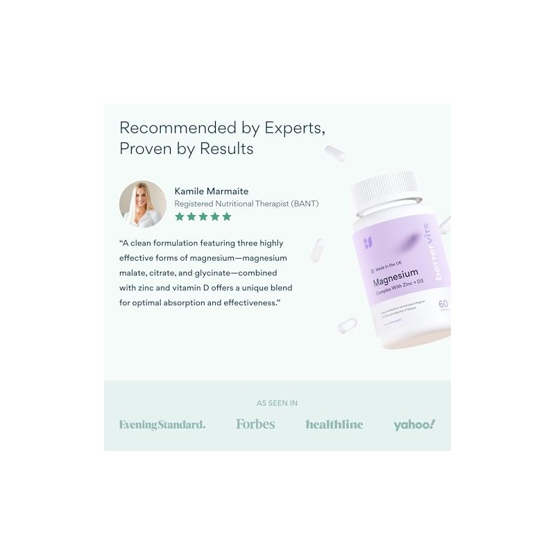 Bettervits Triple Magnesium Glycinate Complex, Malate, Citrate | 60 Caps