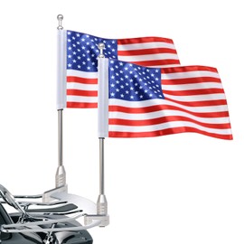 Gdcreestar Vertical Motorcycle Flagpole with American Flag Aluminum Decorative Luggage Rack Kit for Honda Goldwing GL1800 2001-2012