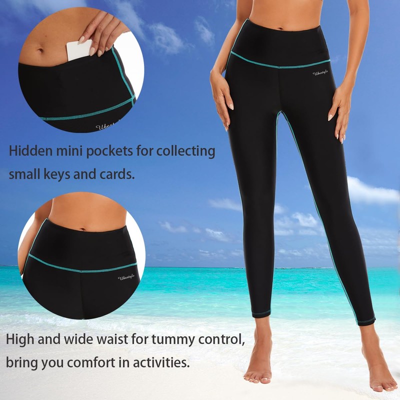 Ubestyle UPF 50+ High Waist Women's Printed Swim Pants Swim