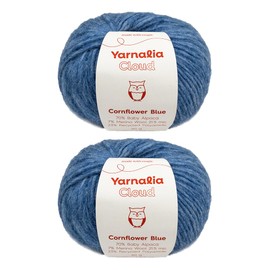 Yarnalia Cloud Yarn - Chunky Weight | Ultra-Soft | Fully Composed of Baby Alpaca for Knitting & Crocheting | Easy Care (2-Pack, 50g/142yd Each, Corn Flower Blue)