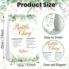 6 Sets Bottle Chug Greenery Baby Shower Game Baby Shower Favor Funny Plastic Bottles Disposable Diapers Boho Green Eucalyptus Themed Sign for Gender Reveal Games Changing Diaper Race Game Decoration