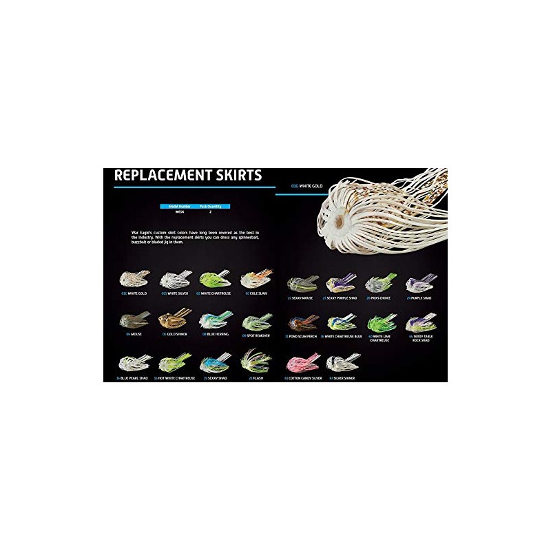 War Eagle WESK36 War Skirt Artificial Fishing Bait, White Chartreuse