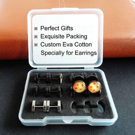 FLYUN Anime Fake Gauges Earring for Men, 6Pairs DBZ Fake Gauge Fake Plug Mens Earring, 10MM 18G Screw Stud Black Men's Earrings (Black)