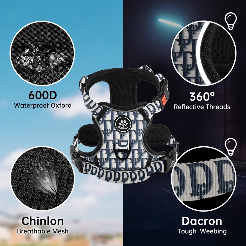 NESTROAD No Pull Dog Harness,Adjustable Oxford Dog Vest Harness with