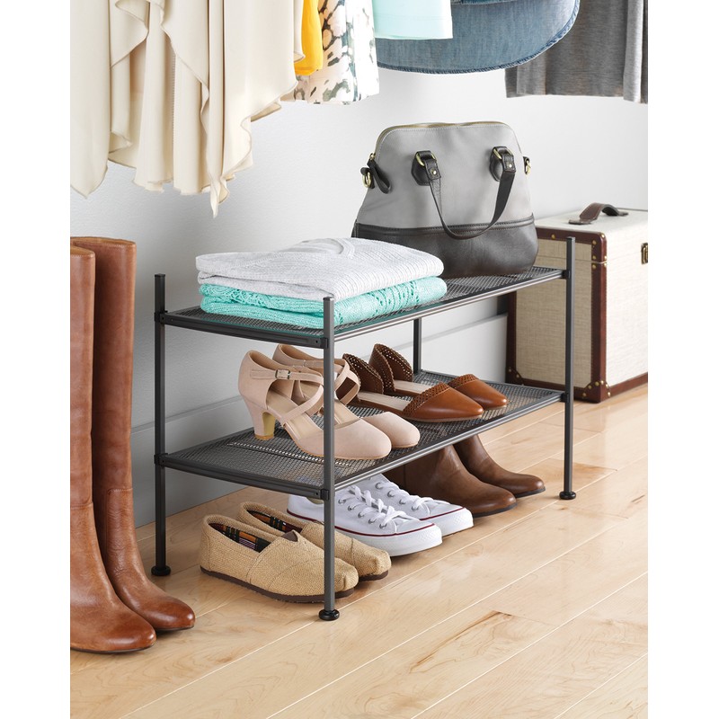 Whitmor Gunmetal 2-Tier Mesh Shelves