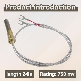 Upgrade 60125501 Thermopile Generators 24" for Fireplace Pilot Burner for E-mpire DV210 DV215 GWT25 GWT35 GWT50 PITCO Model Thermostat Control Valve Pilots (61cm) - by JRSHOME