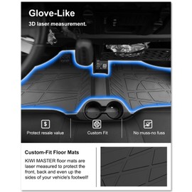 KIWI MASTER Floor Mats for 2022-2026 Polaris Ranger SP 570/ Crew Accessories, Custom Fit All Weather UTV Mats, Heavy Duty TPE Floor Liners, Front Row, Black