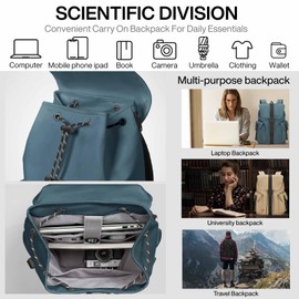 mixi Travel Laptop Backpack for Women & Men Carry On Backpack fits 16'' Laptop, Waterproof Lightweight Casual Weekender Bags Rucksack,17 Inch, Abyssal Green