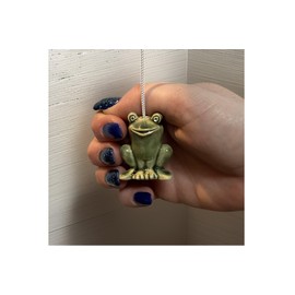 Ceramic Green Frog Light Pull with Cord & Connector - Novelty Handle for Bathroom Lights, Fans and Blinds