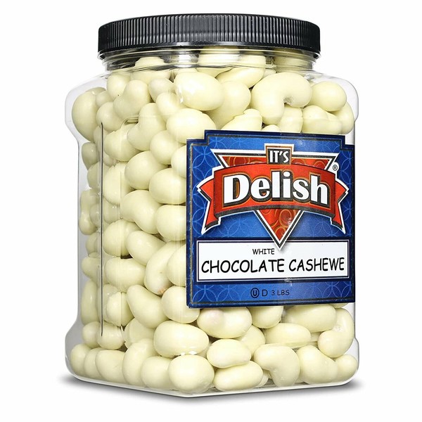 Gourmet White Chocolate Covered Cashews by Its Delish, 3 LBS Jumbo Reusable...