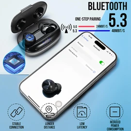 WALLA SOUND Earbuds with Mic - Bluetooth 5.3 Headphones True Wireless IPX5 Waterproof Buds with Charging Case 50H Battery & Crystal Clear Stereo Sound