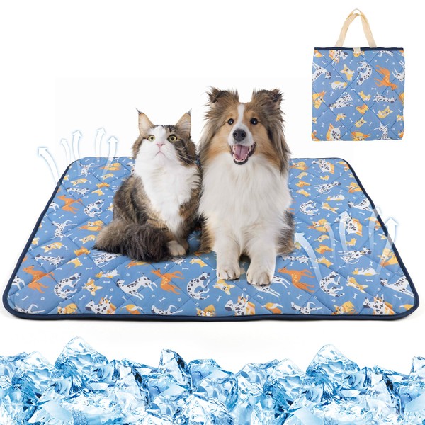 Barklincharm 55.1"x40.2" Foldable Dog Cooling Mat, Washable Cooling Mat for