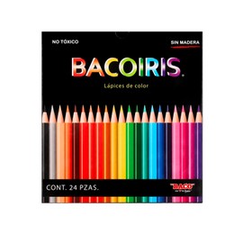Baco | Bacoiris Lápices de Colores Largos Redondos con Punta 3.3mm - Caja con 24 Colores