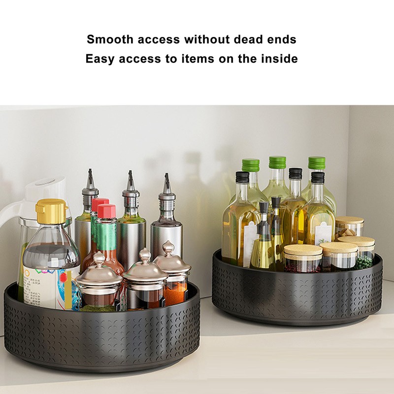 Turntable Spice Rack 360 Degree Rotatable Large Capacity Multifunctional Carbon