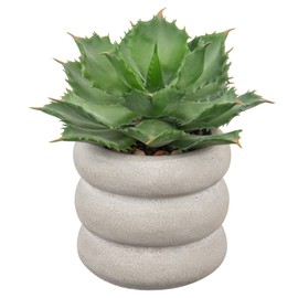Fake Plants Succulents Artificial Agave Succulent Plants Faux Aloe Potted Plant in White Glaze Ceramic Pot for Desk Modern Office Living Room Table Shelf Bathroom Home Indoor Outdoor Decor