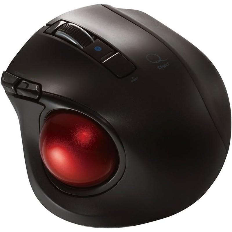 Digio2 Q Small Trackball Bluetooth Mouse Silent 5 Buttons Black