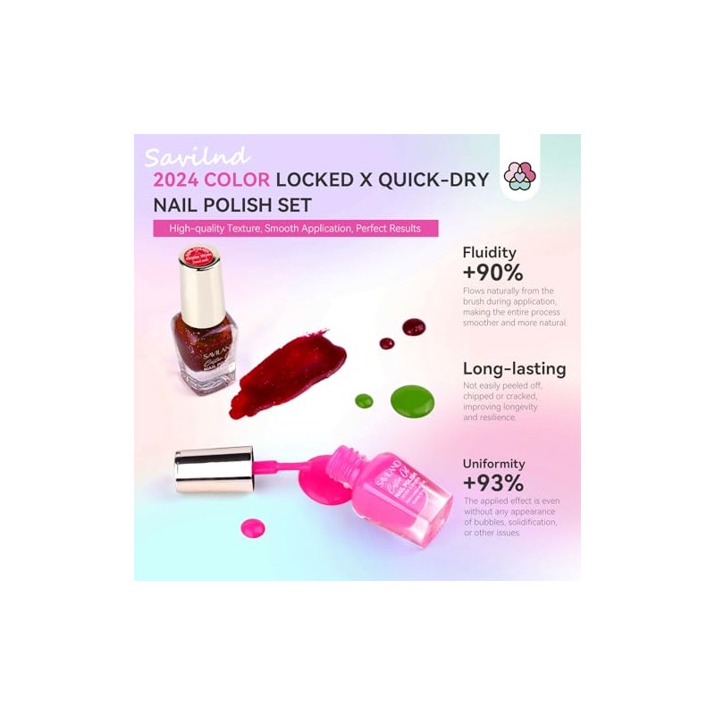 SAVILAND Juego de Esmalte de Uñas Secado Al Aire 36Pcs