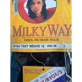 Milky Way 10", 12" yaky weave Color 1 and 1B. 100% Human Hair - Off Black #1B, 12"