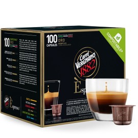 Caffe' Vergnano 1882 Medium Roast Espresso Original Line Machine Compatible Capsules, Arabica Robusta Espresso Coffee, Italian Coffee For Nespresso Coffee Machines, Intensity 4/10, Oro, 100 Ct