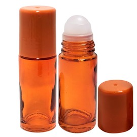 CLANRIZA Roll on Glass Bottles 1 OZ, Pack of 2 Orange, Empty Bottles, Refillable 30 ml Size With Rollers