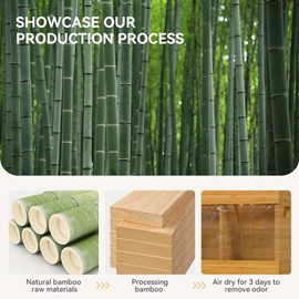 Yofidra Bamboo Utensil Holder & Silverware Organizer: Large Cooking Spoon Holder with Absorbing Drying Stone and 6 Compartments Kitchen Countertop Storage Farmhouse Decor Accessories 11.8"X4.7"X5.9"